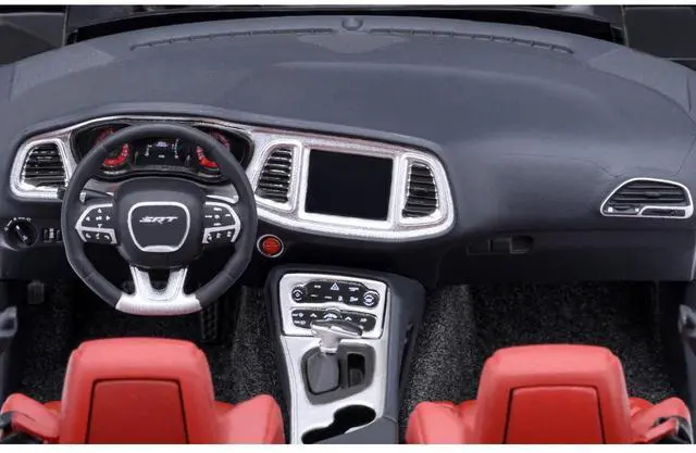 Alt view image 5 of 6 - 2023 Dodge Challenger SRT Super Stock Pitch Black with Red Interior 1/18 Model Car by Autoart