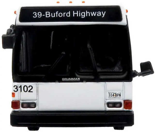 Alt view image 4 of 6 - 1980 Grumman 870 Advanced Design Transit Bus "MARTA Atlanta" White with Stripes 1/87 (HO) Scale Die Cast Model by Iconic Replicas