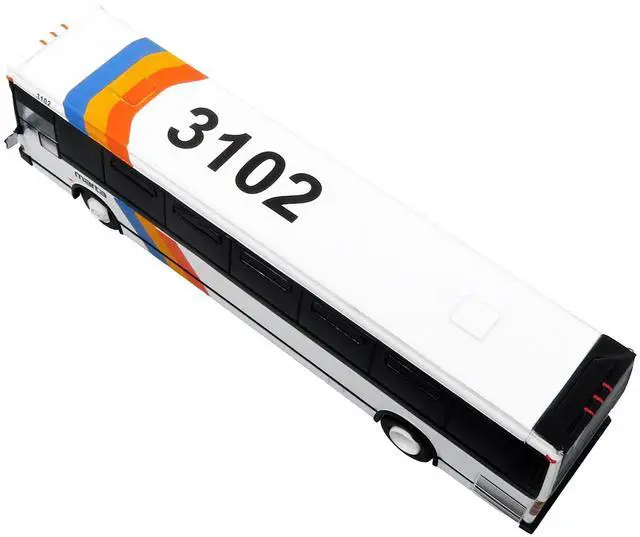 Alt view image 6 of 6 - 1980 Grumman 870 Advanced Design Transit Bus "MARTA Atlanta" White with Stripes 1/87 (HO) Scale Die Cast Model by Iconic Replicas