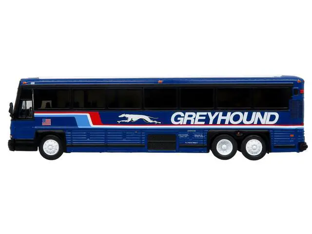 Alt view image 2 of 6 - 2001 MCI D4000 Coach Bus "Greyhound" Blue with Stripes Ltd Ed 1/87 (HO) Scale Diecast Model by Iconic Replicas