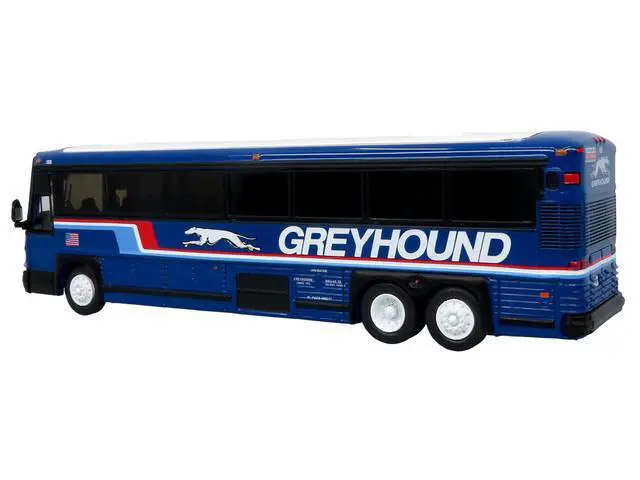 Alt view image 3 of 6 - 2001 MCI D4000 Coach Bus "Greyhound" Blue with Stripes Ltd Ed 1/87 (HO) Scale Diecast Model by Iconic Replicas