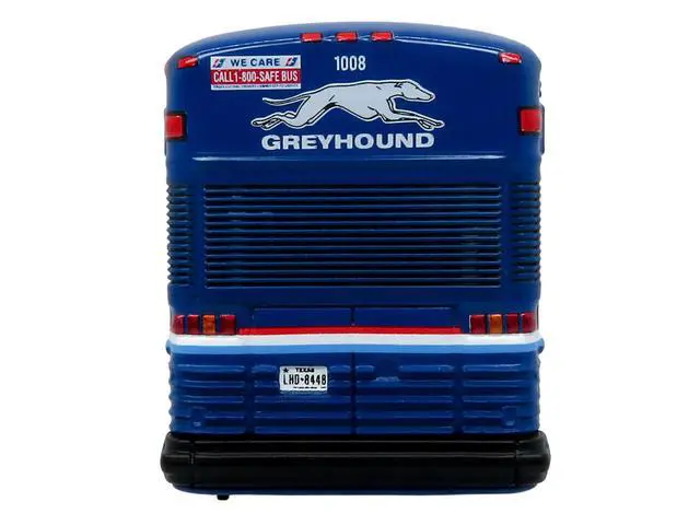 Alt view image 5 of 6 - 2001 MCI D4000 Coach Bus "Greyhound" Blue with Stripes Ltd Ed 1/87 (HO) Scale Diecast Model by Iconic Replicas