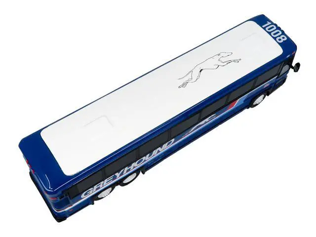 Alt view image 6 of 6 - 2001 MCI D4000 Coach Bus "Greyhound" Blue with Stripes Ltd Ed 1/87 (HO) Scale Diecast Model by Iconic Replicas