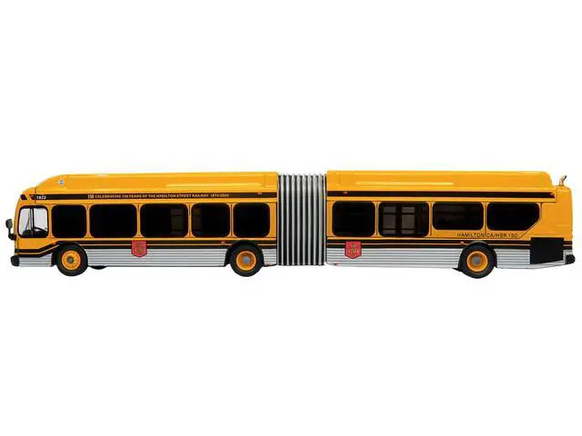 Alt view image 2 of 6 - New Flyer Xcelsior XE60 Articulated Transit Bus Yellow with Black 1/87 (HO) Scale Diecast Model by Iconic Replicas