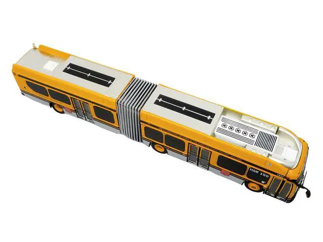 Alt view image 6 of 6 - New Flyer Xcelsior XE60 Articulated Transit Bus Yellow with Black 1/87 (HO) Scale Diecast Model by Iconic Replicas