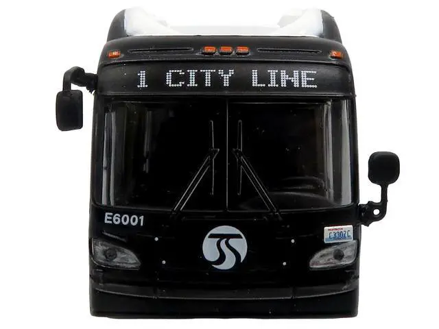 Alt view image 4 of 6 - New Flyer Xcelsior XE60 Articulated Transit Bus "Spokane City" Black and Purple 1/87 (HO) Scale Diecast Model by Iconic Replicas