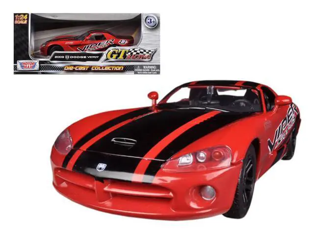 Alt view image 6 of 6 - 2003 Dodge Viper SRT-10 #8 Red with Black Stripes "GT Racing" Series 1/24 Diecast Model Car by Motormax