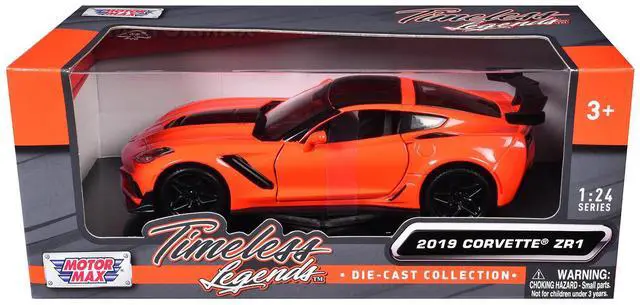 Alt view image 6 of 6 - 2019 Chevrolet Corvette ZR1 Orange with Black Accents 1/24 Diecast Model Car by Motormax