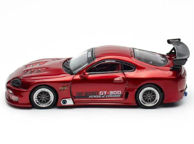 Alt view image 2 of 6 - Toyota Supra (A80) "Top Secret" GT300 RHD (Right Hand Drive) Red Metallic 1/64 Diecast Model Car by Inno Models