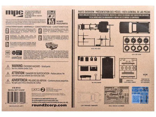 Alt view image 4 of 4 - Skill 1 Model Kit Chevrolet K5 Blazer "Coca-Cola" 1/25 Plastic Snap Model by MPC