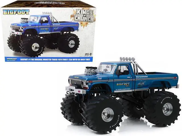 Alt view image 6 of 8 - 1974 Ford F-250 Ranger XLT Monster Truck w/ 66-Inch Tires Blue "Bigfoot #1" 1/18 Diecast Model Car by Greenlight