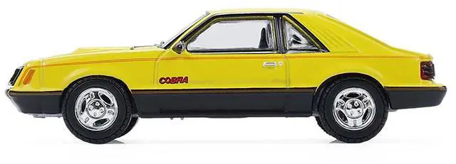 Alt view image 4 of 6 - 1979 Ford Mustang Cobra Fastback Bright Yellow w/Cobra Good Graphics "GreenLight Muscle" 1/64 Diecast Model Cars by Greenlight