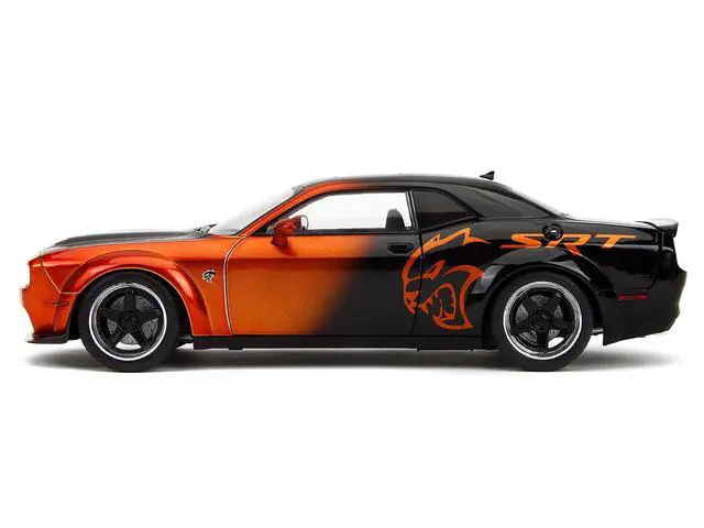 Alt view image 4 of 6 - Dodge Challenger SRT Hellcat Orange Metallic and Black "Pink Slips" Series 1/24 Diecast Model Car by Jada