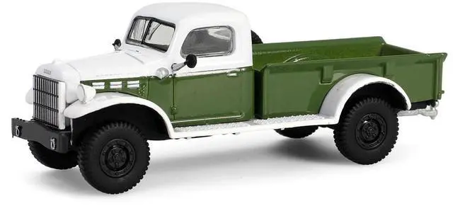 Alt view image 4 of 6 - 1950 Dodge Power Wagon Pickup Truck Green and White with 1/4 Ton Cargo Trailer Green 1/64 Diecast Model Cars by Greenlight