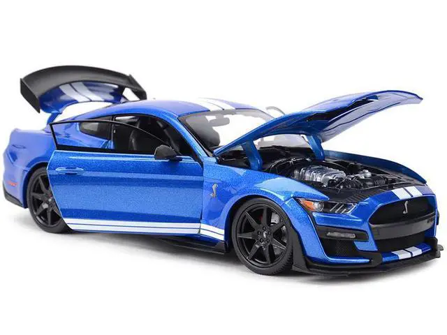 Alt view image 5 of 7 - 2020 Ford Mustang Shelby GT500 Blue Metallic with White Stripes "Special Edition" 1/18 Diecast Model Car by Maisto