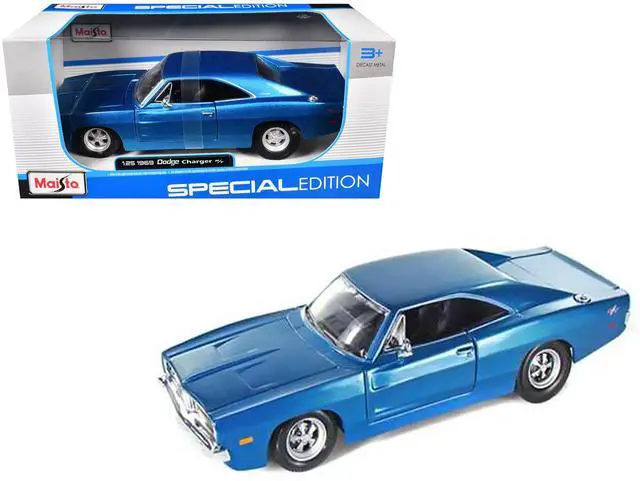 Alt view image 8 of 8 - Maisto 31256bl 1969 Dodge Charger R & T Hemi Blue 1-25 Diecast Model Car