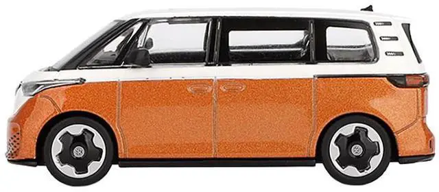 Alt view image 2 of 6 - Volkswagen ID.Buzz Van Candy White and Energetic Orange Metallic Limited Edition 1/64 Die Cast Model Car by Mini GT