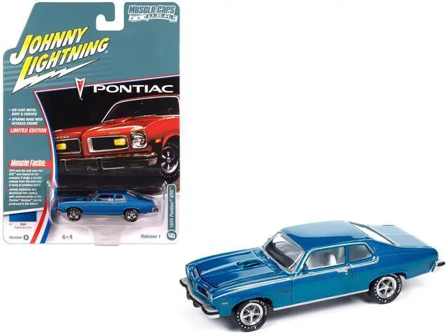Alt view image 6 of 6 - 1974 Pontiac GTO Regatta Blue Metallic with White Interior "Muscle Cars USA" Series 1/64 Diecast Model Car by Johnny Lightning