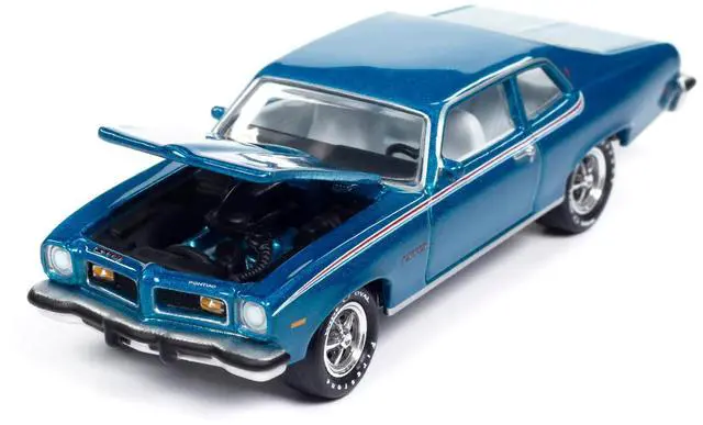 Alt view image 3 of 6 - 1974 Pontiac GTO Regatta Blue Metallic with White Interior "Muscle Cars USA" Series 1/64 Diecast Model Car by Johnny Lightning