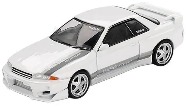 Alt view image 5 of 6 - Nissan Skyline GT-R (R32) RHD  "Veilside Combat C-I" White with Gray Stripes Limited Edition 1/64 Diecast Model Car by Mini GT