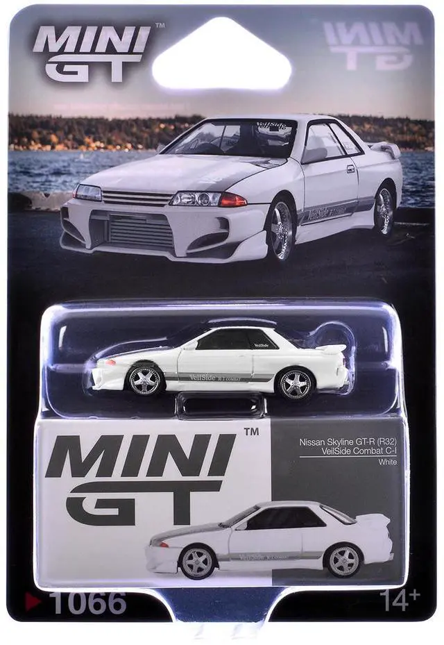 Alt view image 6 of 6 - Nissan Skyline GT-R (R32) RHD  "Veilside Combat C-I" White with Gray Stripes Limited Edition 1/64 Diecast Model Car by Mini GT