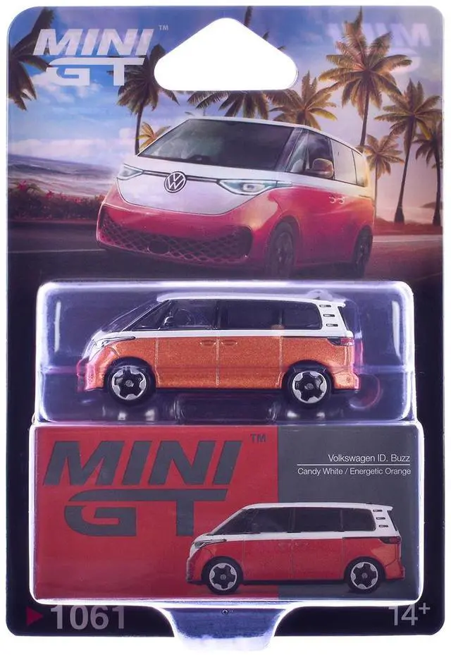 Alt view image 5 of 6 - Volkswagen ID.Buzz Van Candy White and Energetic Orange Metallic Limited Edition 1/64 Die Cast Model Car by Mini GT