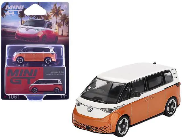 Alt view image 6 of 6 - Volkswagen ID.Buzz Van Candy White and Energetic Orange Metallic Limited Edition 1/64 Die Cast Model Car by Mini GT