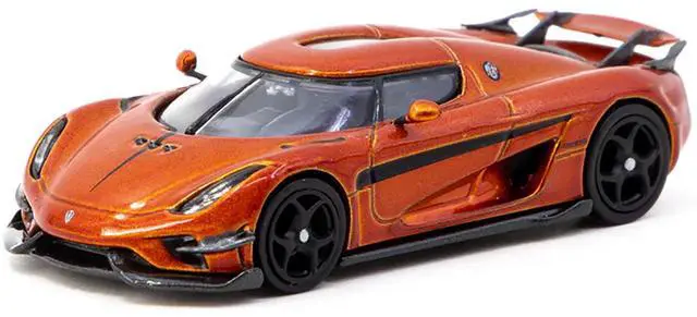 Alt view image 3 of 6 - Koenigsegg Regera Orange Metallic with Black Stripes "Global64" Series 1/64 Diecast Model Car by Tarmac Works