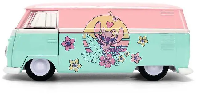Alt view image 3 of 6 - 1961 Volkswagen Bus Pink and Blue with Graphics "Disney's Stitch" "Hollywood Rides" Series 1/32 Diecast Model Car by Jada