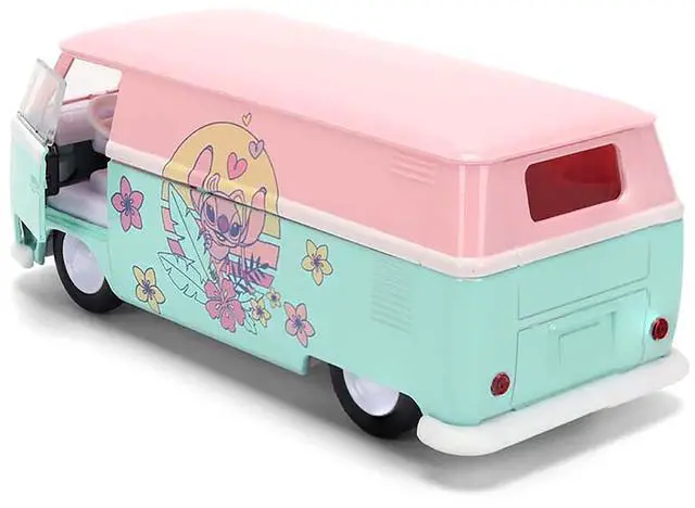 Alt view image 4 of 6 - 1961 Volkswagen Bus Pink and Blue with Graphics "Disney's Stitch" "Hollywood Rides" Series 1/32 Diecast Model Car by Jada