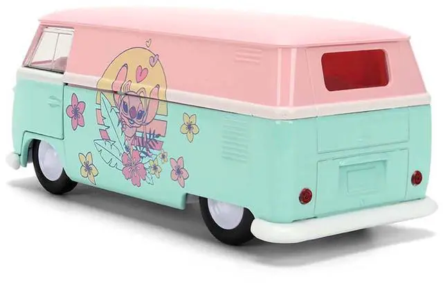 Alt view image 5 of 6 - 1961 Volkswagen Bus Pink and Blue with Graphics "Disney's Stitch" "Hollywood Rides" Series 1/32 Diecast Model Car by Jada