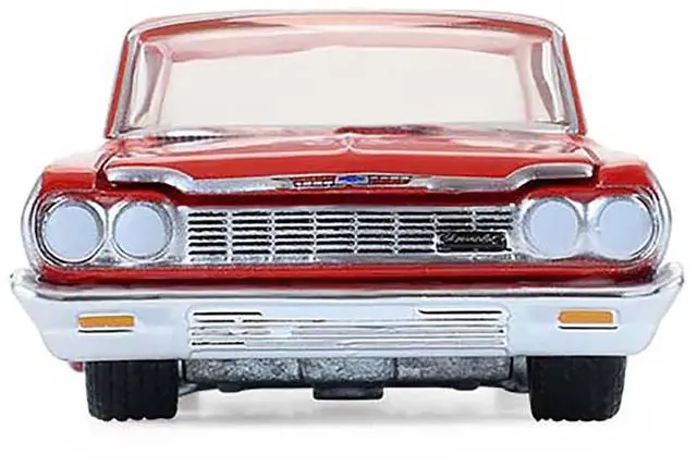 Alt view image 5 of 6 - 1964 Chevrolet Biscayne Lowrider Silver Metallic and Red Two-Tone 1/64 Scale Diecast Model Cars by Greenlight