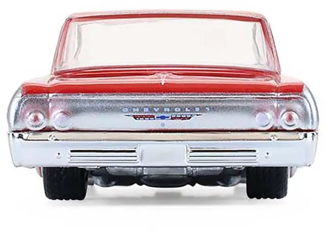 Alt view image 6 of 6 - 1964 Chevrolet Biscayne Lowrider Silver Metallic and Red Two-Tone 1/64 Scale Diecast Model Cars by Greenlight