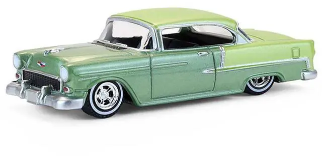 Alt view image 2 of 6 - 1956 Chevrolet Bel Air Lowrider Laurel Green Met & Yellow Two-Tone w/Green Interior 1/64 Scale Diecast Model Cars by Greenlight