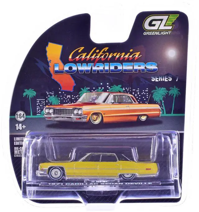 Alt view image 6 of 6 - 1971 Cadillac Sedan Deville Lowrider Gold Metallic with Black Top 1/64 Scale Diecast Model Cars by Greenlight