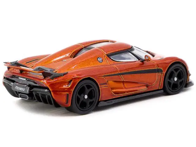 Alt view image 2 of 6 - Koenigsegg Regera Orange Metallic with Black Stripes "Global64" Series 1/64 Diecast Model Car by Tarmac Works