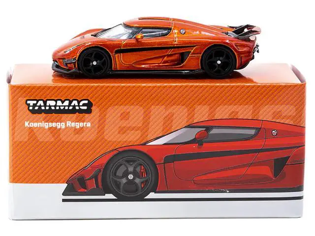 Alt view image 4 of 6 - Koenigsegg Regera Orange Metallic with Black Stripes "Global64" Series 1/64 Diecast Model Car by Tarmac Works