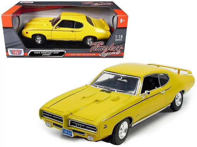 Main image of 1969 Pontiac GTO Judge Yellow 1/18 Diecast Model Car by Motormax