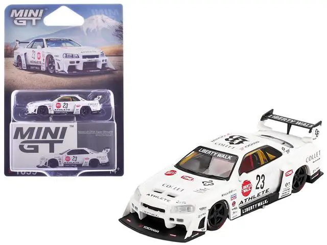 Alt view image 6 of 6 - Nissan LB-ER34 Super Silhouette RHD #23 "ATHLETE - COLLET" White with Graphics Ltd Ed 1/64 Diecast Model Car by Mini GT