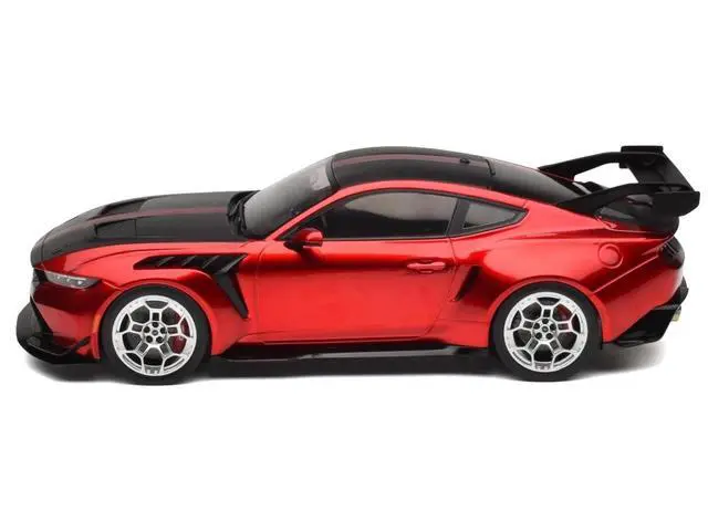 Alt view image 2 of 6 - 2025 Ford Mustang GTD Dark Red Metallic with Carbon Stripes "Limited Edition" Series 1/18  Diecast Model Car by IXO Models