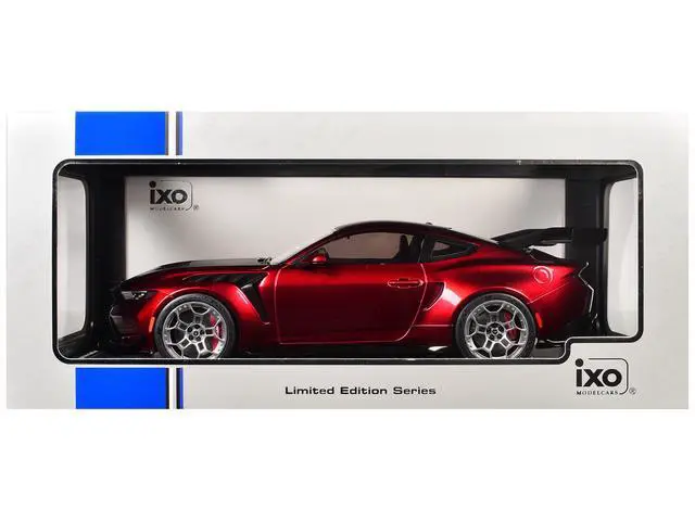 Alt view image 6 of 6 - 2025 Ford Mustang GTD Dark Red Metallic with Carbon Stripes "Limited Edition" Series 1/18  Diecast Model Car by IXO Models