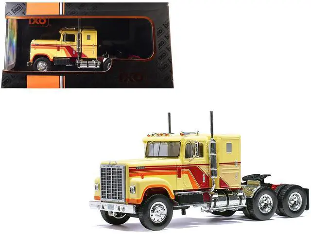 Main image of 1980 International Transtar 4300 Truck Tractor Beige with Red and Orange Stripes 1/43 Diecast Model Car by IXO Models