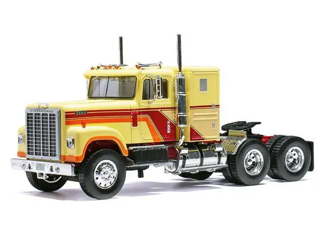 Alt view image 2 of 6 - 1980 International Transtar 4300 Truck Tractor Beige with Red and Orange Stripes 1/43 Diecast Model Car by IXO Models