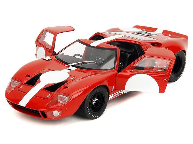 Alt view image 2 of 6 - Ford GT40 MK1 Red with White Stripes and Graphics "Pink Slips" Series 1/18 Diecast Model Car by Jada