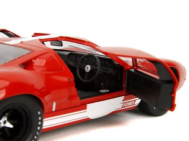 Alt view image 3 of 6 - Ford GT40 MK1 Red with White Stripes and Graphics "Pink Slips" Series 1/18 Diecast Model Car by Jada