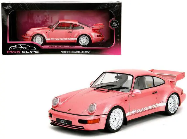 Main image of Porsche 911 Carrera RS (964) Pink Metallic with White Stripes "Pink Slips" Series 1/18 Diecast Model Car by Jada