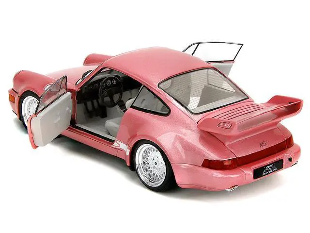 Alt view image 4 of 6 - Porsche 911 Carrera RS (964) Pink Metallic with White Stripes "Pink Slips" Series 1/18 Diecast Model Car by Jada