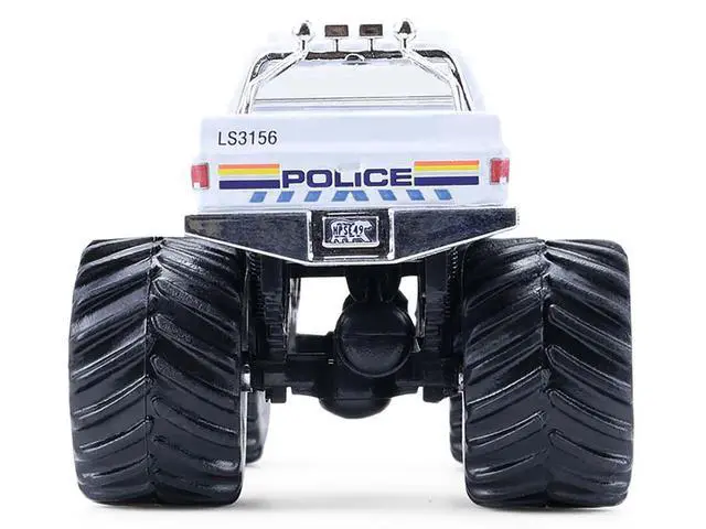 Alt view image 6 of 6 - 1986 Chevrolet Silverado Monster Truck Royal Canadian Mounted Police White w/Stripes 1/64 Scale Diecast Model Cars by Greenlight