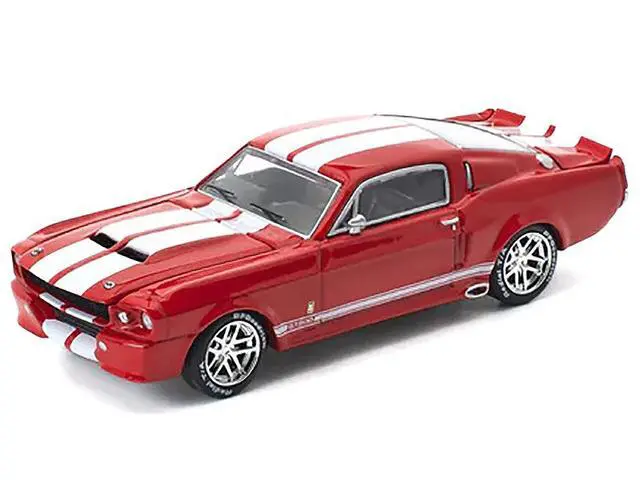 Alt view image 4 of 6 - Shelby Mustang GT500 Red Metallic with White Stripes 1/64 Diecast Model Car by Pop Race