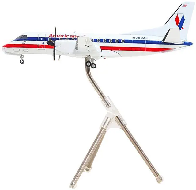 Alt view image 2 of 6 - Saab 340B Commercial Aircraft "American Eagle" White with Red and Blue Stripes 1/200 Diecast Model Airplane by GeminiJets